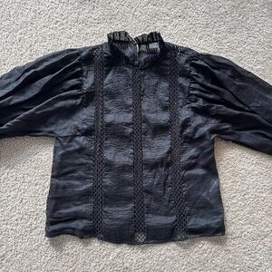 FRAME Women’s Black Lace Blouse
